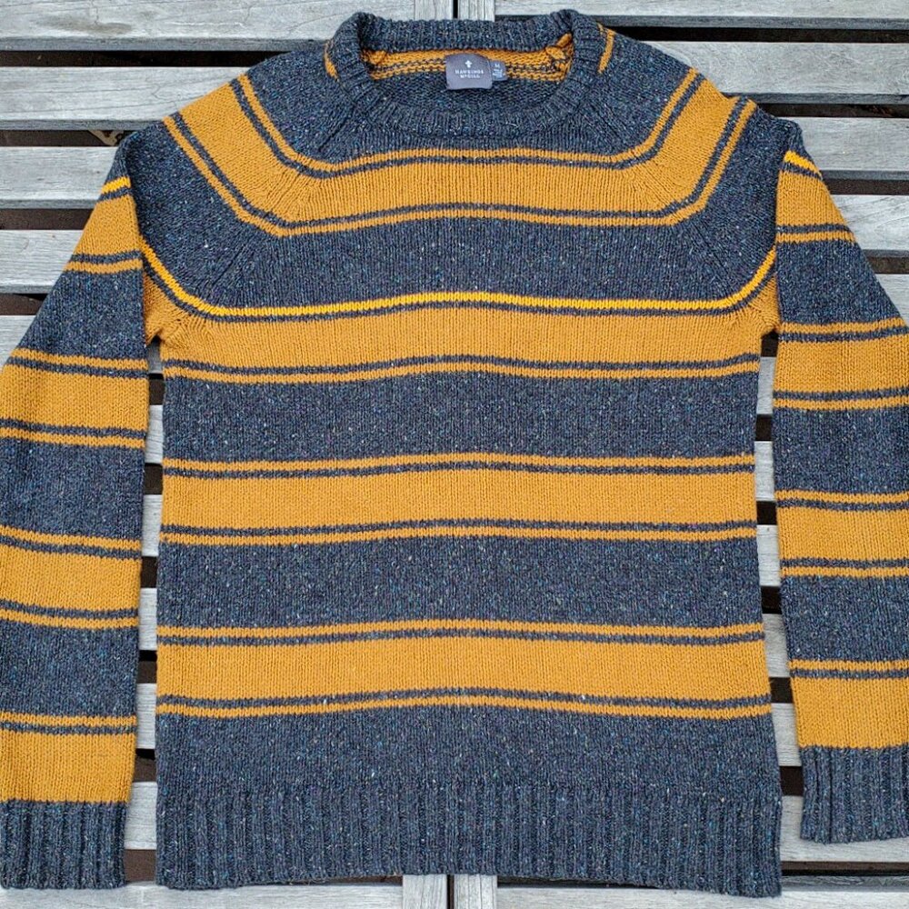 Urban Outfitters Hawkings Mcgill cozy knit striped sweater heathered grey orange